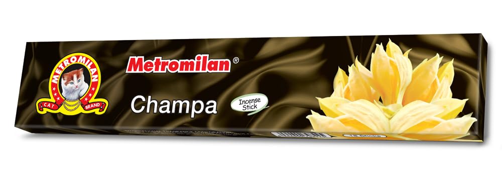 Metromilan Incense Sticks Agarbatti for Prayer 1 Pack (9 Sticks Each Pack) Free from Chemicals -Perfect for Aromatherapy (Champa)