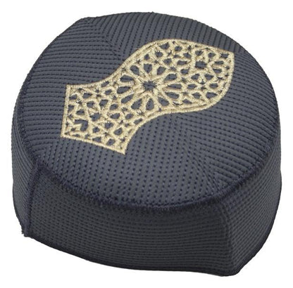 taj Muslim Prayer Hat Men's Embroided Skull Cap Islamic Nalain Shrif Paak Kufi Headware Indian Pakistan Hat Topi Kufi Round Cap Arabic Eid Ramadan Pray Eid Gift (Black, 55)