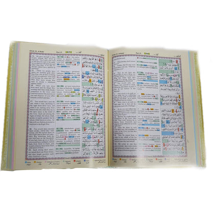 Quraan 13 Line Colour Coded Tajweed Rules with English Translation and Transliteration A4 Size Paper